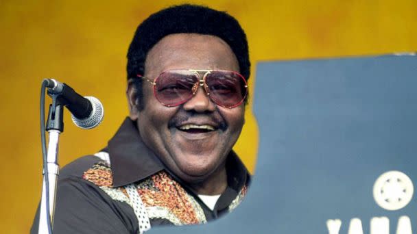 PHOTO: Fats Domino performs on the opening night of the 2003 New Orleans Jazzfest, Apr. 26, 2003.  (James Crump/WireImage)