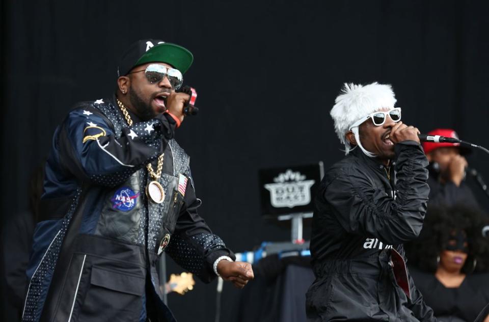 Big Boi and Andre 3000 of Outkast perform on stage at Wireless Festival at Finsbury Park on July 6, 2014 in London, United Kingdom. (Photo by Tim P. Whitby/Getty Images)