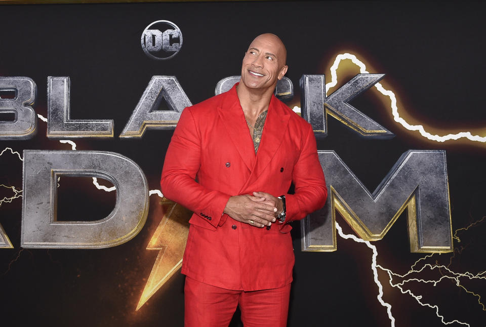 Dwayne Johnson attends the world premiere of "Black Adam" in Times Square on Wednesday, Oct. 12, 2022, in New York. (Photo by Evan Agostini/Invision/AP)