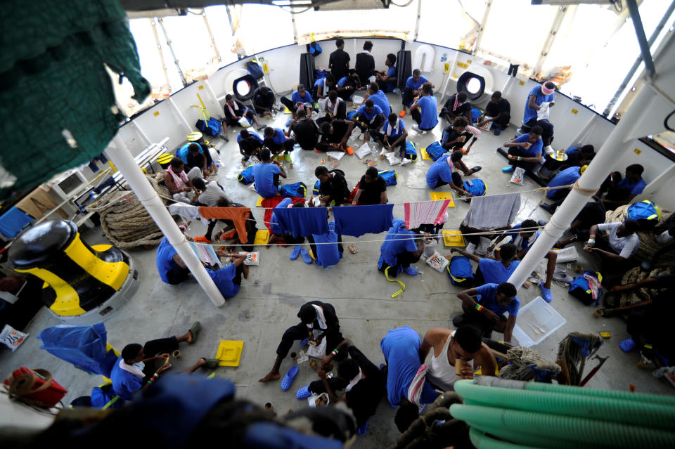 Some of the 141 people aboard the Aquarius (Getty)