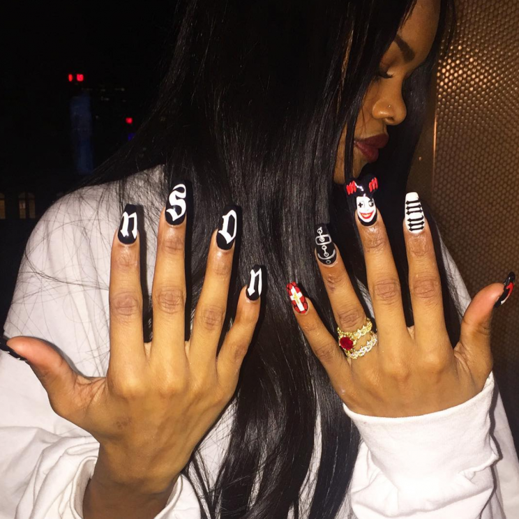 Teyana Taylor et ses ongles inspirés par Marilyn Manson et créés par Mei [Photo : Instagram/ciaomanhattan2012]