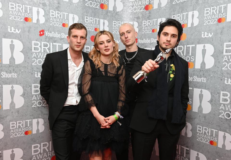 Wolf Alice winning the 2022 BRIT for the Best  British Band (Getty Images)