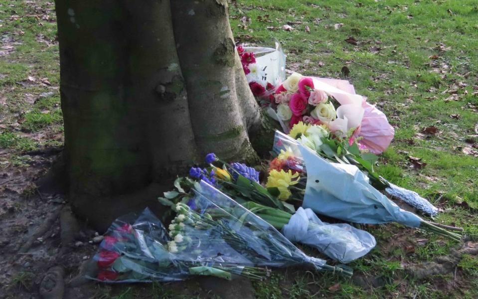 Tributes to Natasha Johnston near the scene of the attack