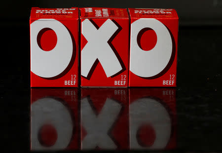 FILE PHOTO: Boxes of OXO stock cubes are seen in this illustration taken March 30, 2016. REUTERS/Phil Noble/Illustration/File Photo