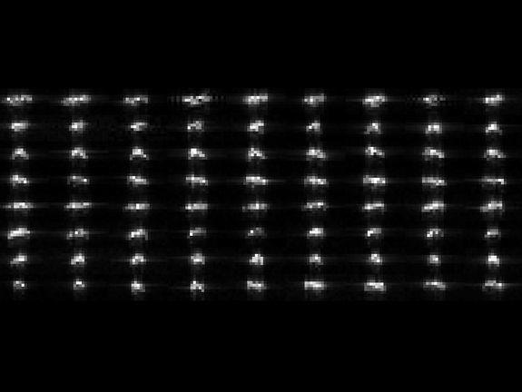 This collage of 72 individual radar-generated images of asteroid 2012 DA14 was created using data from NASA's 230-foot (70-meter) Deep Space Network antenna at Goldstone, CA.