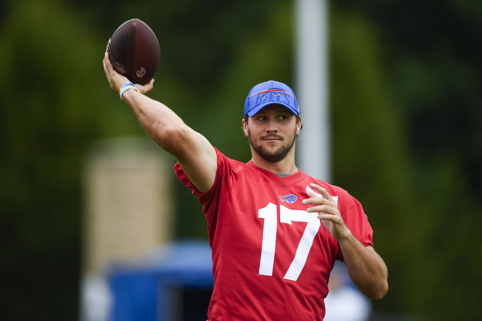 Josh Allen's arm is a cannon, but he and the Bills would be wiser to reign it in a little bit more. (AP Photo/Adrian Kraus)