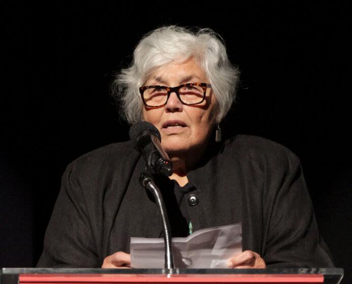 LOS ANGELES, CA - DECEMBER 09: Lourdes Portillo speaks onstage at the 33rd Annual IDA Documentary Awards at Paramount Theatre on December 9, 2017 in Los Angeles, California. (Photo by Rebecca Sapp/Getty Images for International Documentary Association )