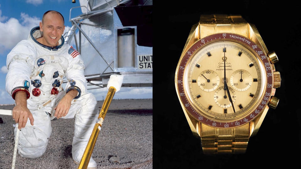 Alan Bean, Apollo 12 spaceflight member, and his Omega Speedmaster Pro (ref. 9002)