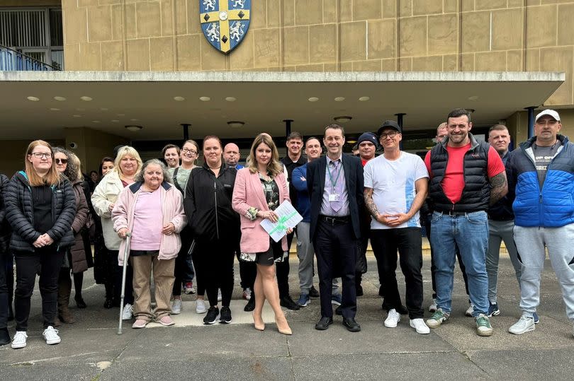 North East mayor Kim McGuinness with WEA learners handing over a petition at the inaugural NECA meeting at Durham County Hall on May 7.