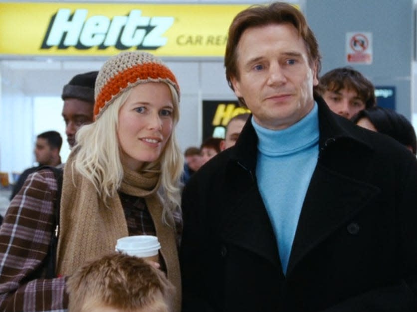 Claudia Schiffer and liam neeson in love actually airport scene