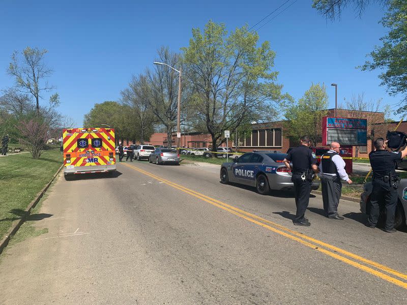 The scene outside Austin-East Magnet High School in Knoxville, Tennessee