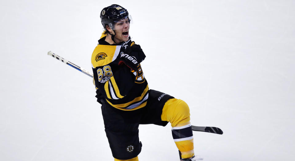 Boston Bruins general manager Don Sweeney says he will not trade star forward David Pastrnak. (AP Photo/Charles Krupa)