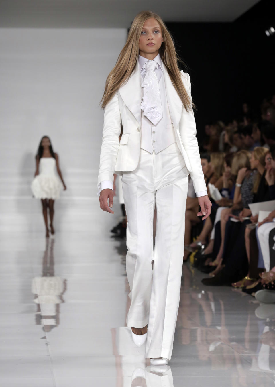 The Ralph Lauren Spring 2014 collection is modeled during Fashion Week in New York, Thursday, Sept. 12, 2013. (AP Photo/Richard Drew)