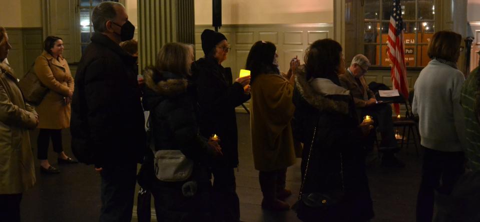 Public servants and citizens from Newport County and the entire state of Rhode Island attended the Votes not Violence candlelight vigil organized by the League of Women's Voters of Newport County to commemorate the anniversary of the January 6, 2021 storming of the US capitol.