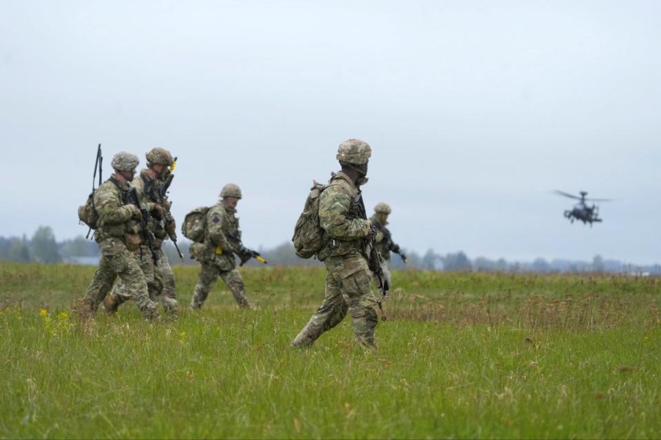 British and US paratroopers take part in the Swift Response military exercise near Nurms (Reuters)