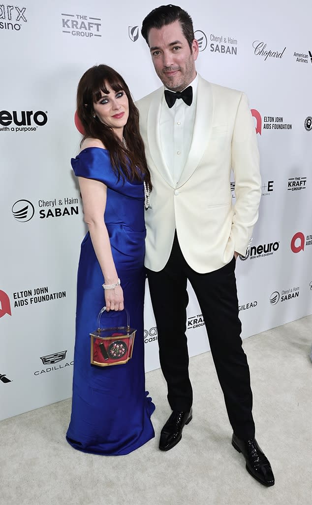 Zooey Deschanel, Jonathan Scott, 2023 Oscars, Elton John Party