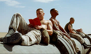 <p>Jake Gyllenhaal, Laz Alonso, Peter Sarsgaard and Lucas Black in Universal Pictures' Jarhead - 2005</p>