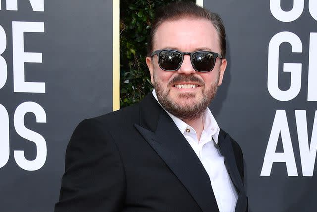 <p>George Pimentel/WireImage</p> Ricky Gervais at the 2020 Golden Globes