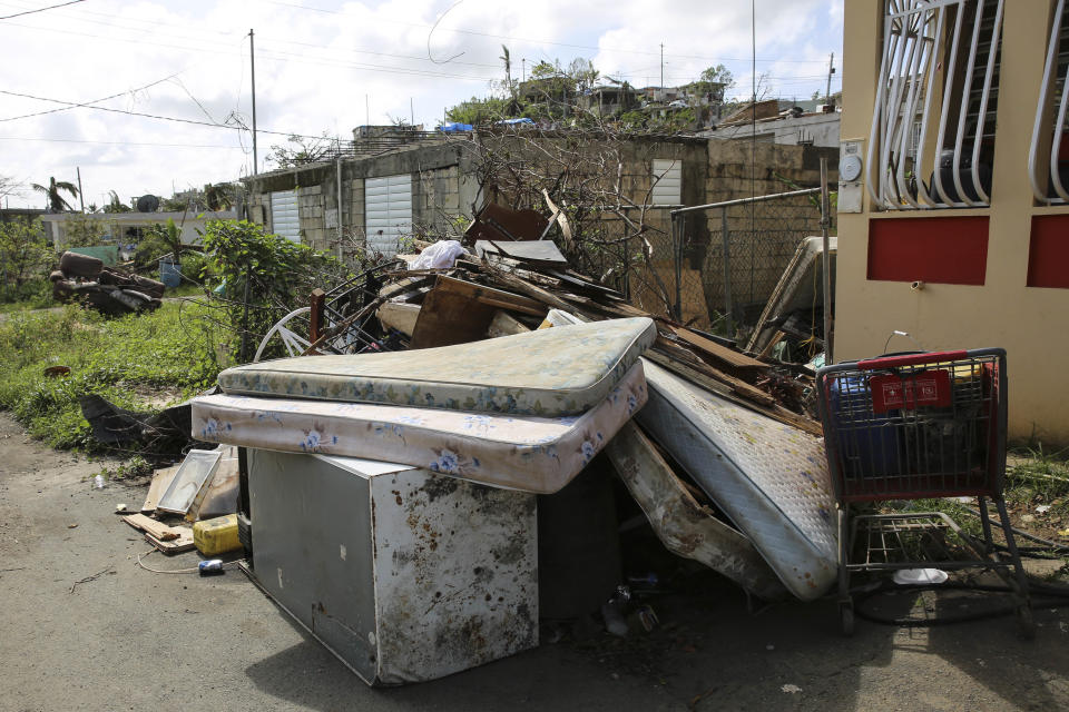 Debris piles up. Can&oacute;vanas, Puerto Rico. October 14, 2017.