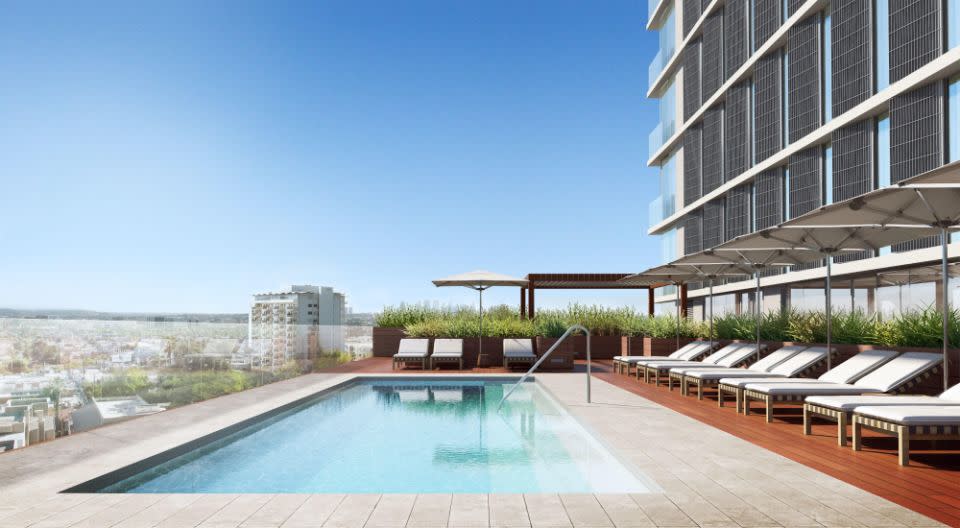 The pool deck at The Jeremy Hotel West Hollywood. Photo: Supplied