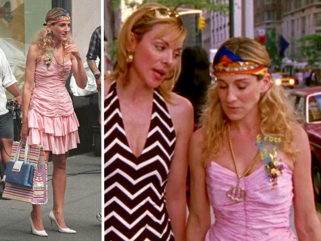 carrie bradshaw pink dress