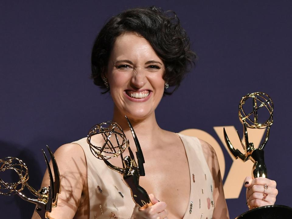 Phoebe Waller Bridge with her Emmys in 2019 (Rex Features)