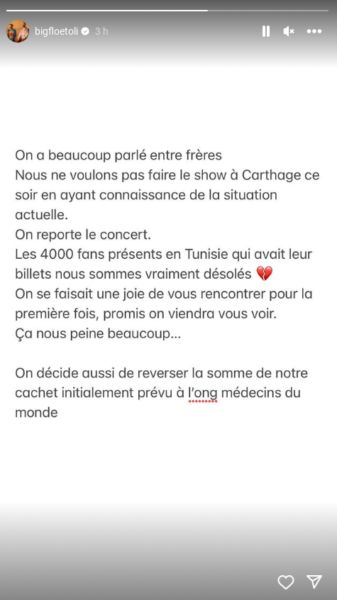 Bigflo et Oli annulent leur concert en Tunisie.