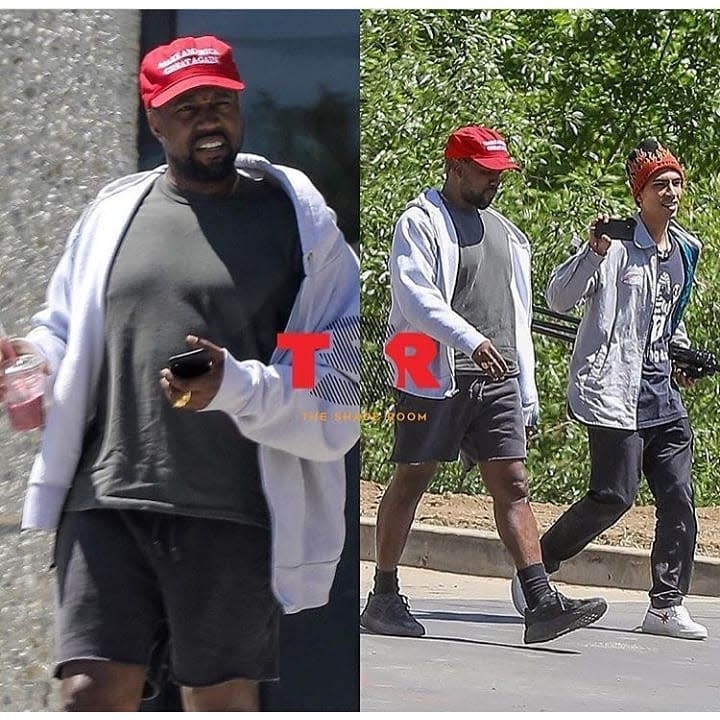 Kanye a las afueras de su estudio en California. Instagram @king.ray.d.yo