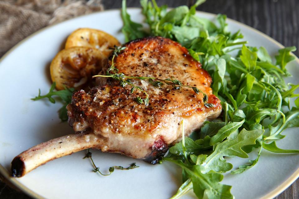 Pork Chops with Warm Lemon Vinaigrette