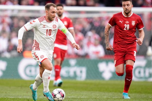 Denmark midfielder Christian Eriksen (left)