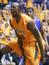 Wichita State's Nick Wiggins celebrates a dunk during the first half of an NCAA college basketball game against Drake on Saturday, Feb. 22, 2014, at Koch Arena in Wichita, Kan. (AP Photo/The Wichita Eagle, Travis Heying)