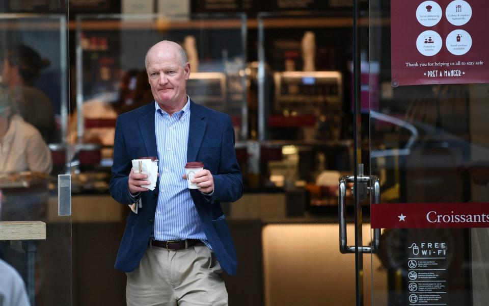 Lord Willetts, a former Tory Cabinet minister, at Pret a Manger in Westminster on Wednesday without a mask - PA