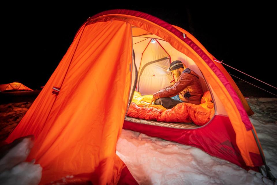 Preparation, including a ground pad and a toasty sleeping bag, makes for a comfortable and safe cold weather camp.