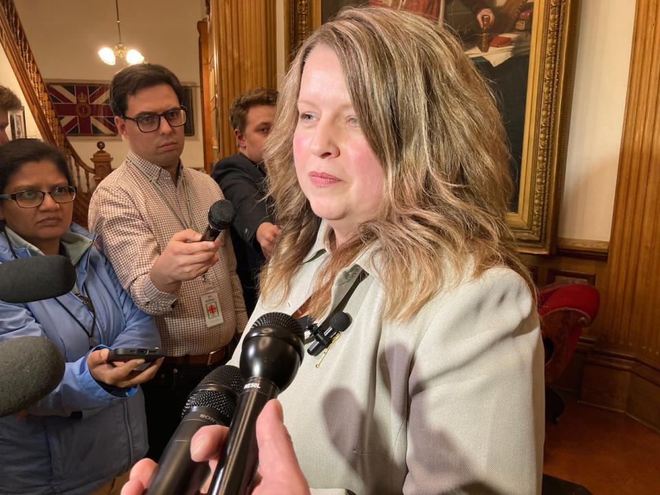 Tourism minister Tammy Scott-Wallace responded to CUPE local 1190's plea during a scrum at the legislature Thursday. She said only two parks will be affected by reduced workers' hours this season. 
