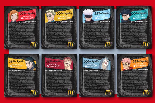 <p>McDonald's</p> Each container of Special Grade Garlic Sauce bears a character from the hit anime series "Jujutsu Kaisen."