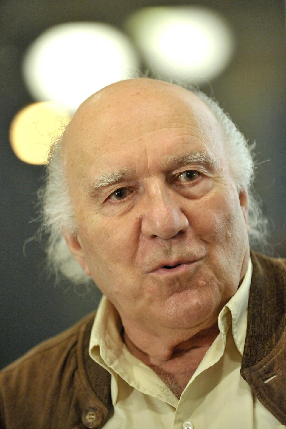 FILE --- French actor Michel Piccoli during a press conference at the Cinematheque Suisse in Lausanne, Switzerland, October 27, 2008. Piccoli, aged 94, died May 12, 2020, according to AFP. (Laurent Gillieron/Keystone via AP)