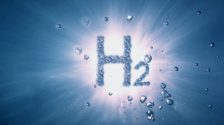 H2 hydrogen with bubbles