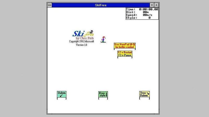 A screenshot of the game SkiFree