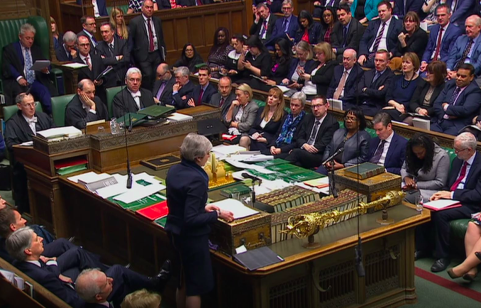 Mrs May addressing the Commons on Tuesday (Picture: PA)