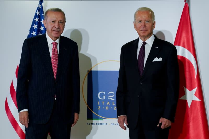 U.S. President Joe Biden and Turkey's President Tayyip Erdogan attend a meeting