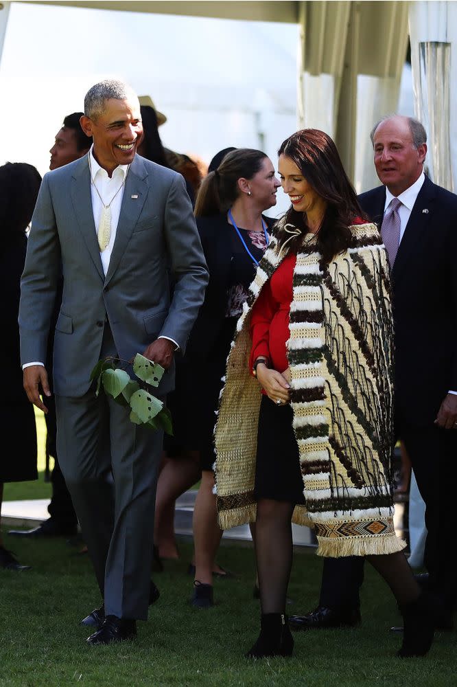 From left: Former President Barack Obama with Jacinda Ardern in March 2018 | Hannah Peters/Getty