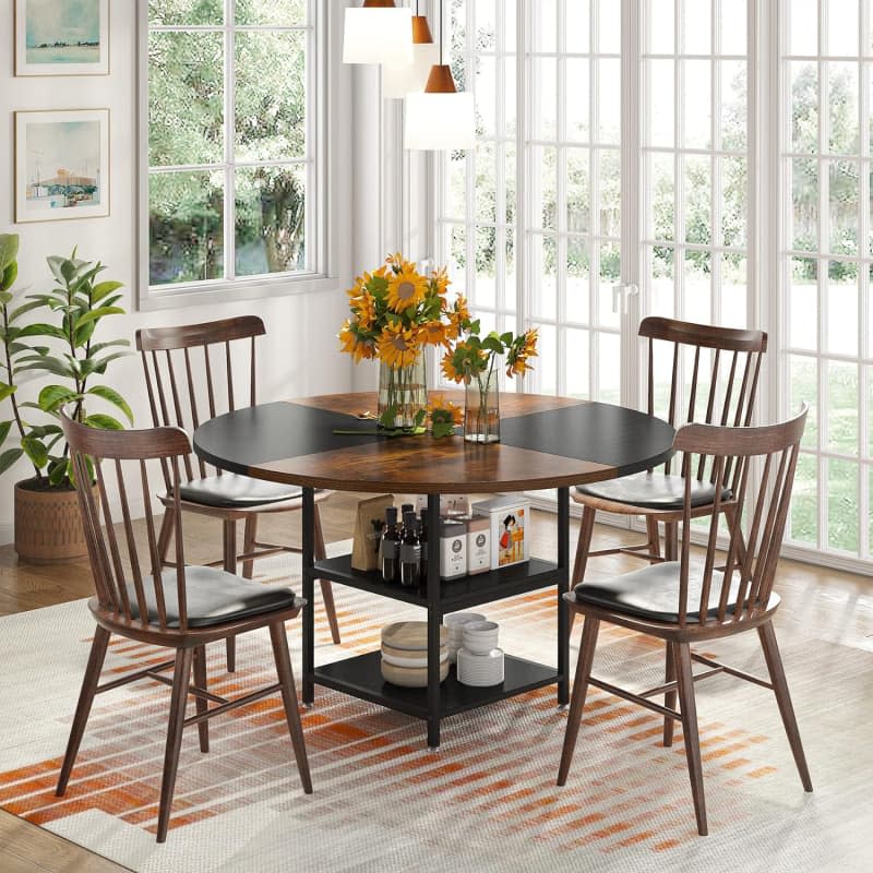 Tribesigns Round Dining Table with Storage Shelf