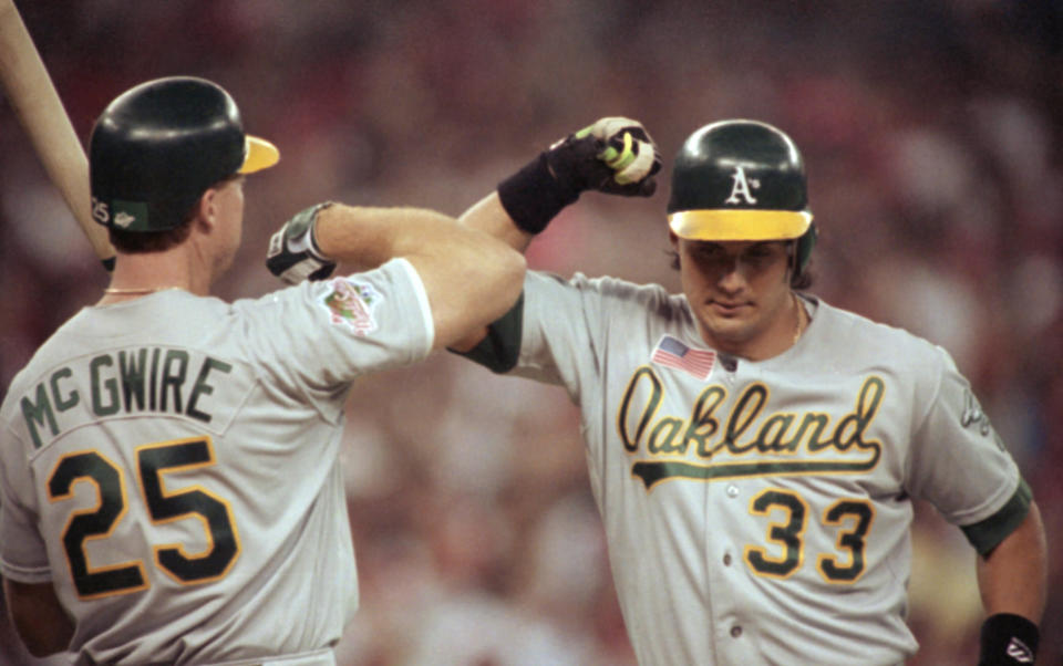 Jose Canseco and Mark McGwire of the Oakland Athletics.