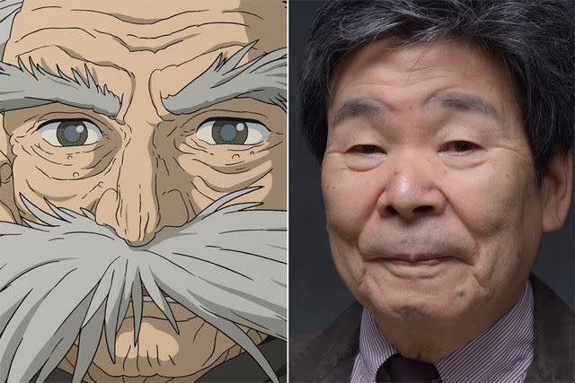 <p>Courtesy of Studio Ghibli and GKIDS; Jeff Vespa/WireImage</p> Granduncle in 'The Boy and the Heron' and Studio Ghibli cofounder Isao Takahata