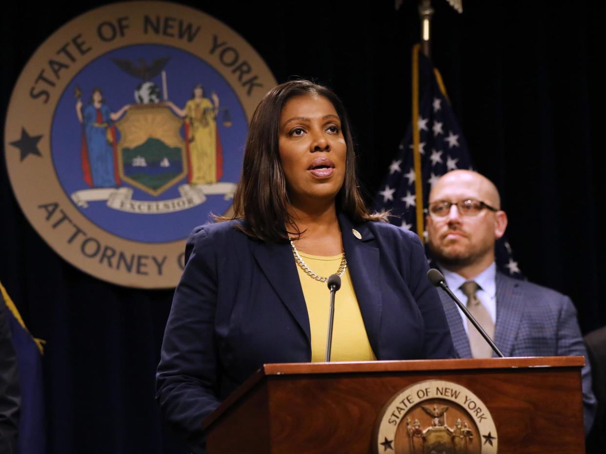 State Attorney General Letitia James announces a lawsuit against e-cigarette giant Juul on 19 November, 2019 in New York City: (Getty Images)