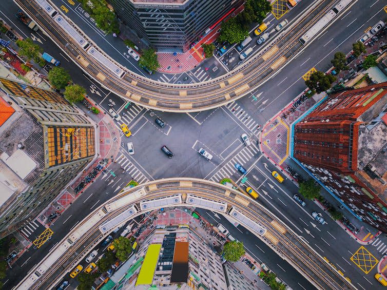 Aerial view of Taipei financial district.