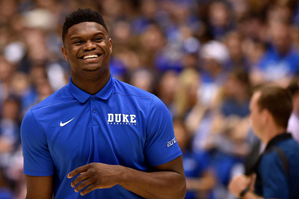 Coach K is optimistic that Zion Williamson will be back for the ACC Tournament. (Getty)