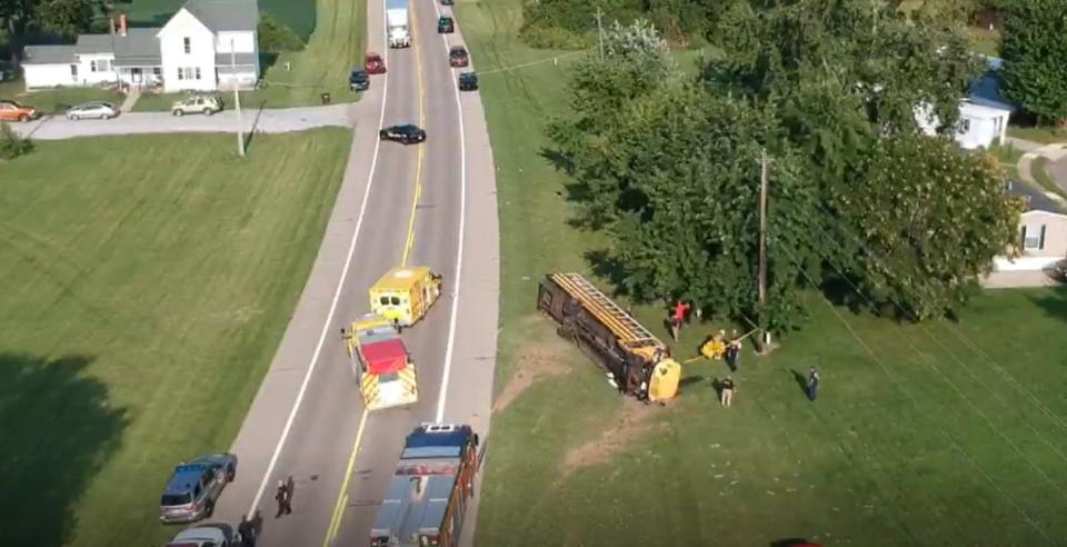 The scene of a school bus crash in Clark County.