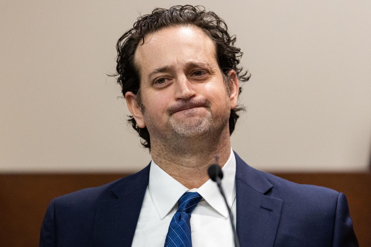 Charlie Adelson is cross examined by Assistant State Attorney Georgia Cappleman during his trial for the murder of Dan Markel on Friday, Nov. 3, 2023.