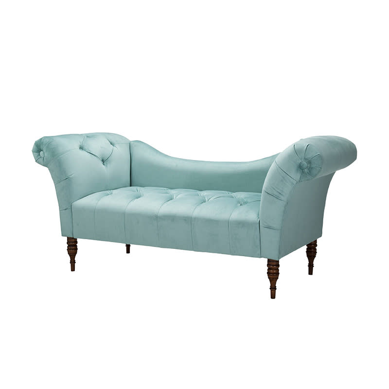 <a rel="nofollow noopener" href="http://rstyle.me/n/csbg7jchdw" target="_blank" data-ylk="slk:Skyline Furniture Button Tufted Velvet Chaise, Target, $590;elm:context_link;itc:0;sec:content-canvas" class="link ">Skyline Furniture Button Tufted Velvet Chaise, Target, $590</a>